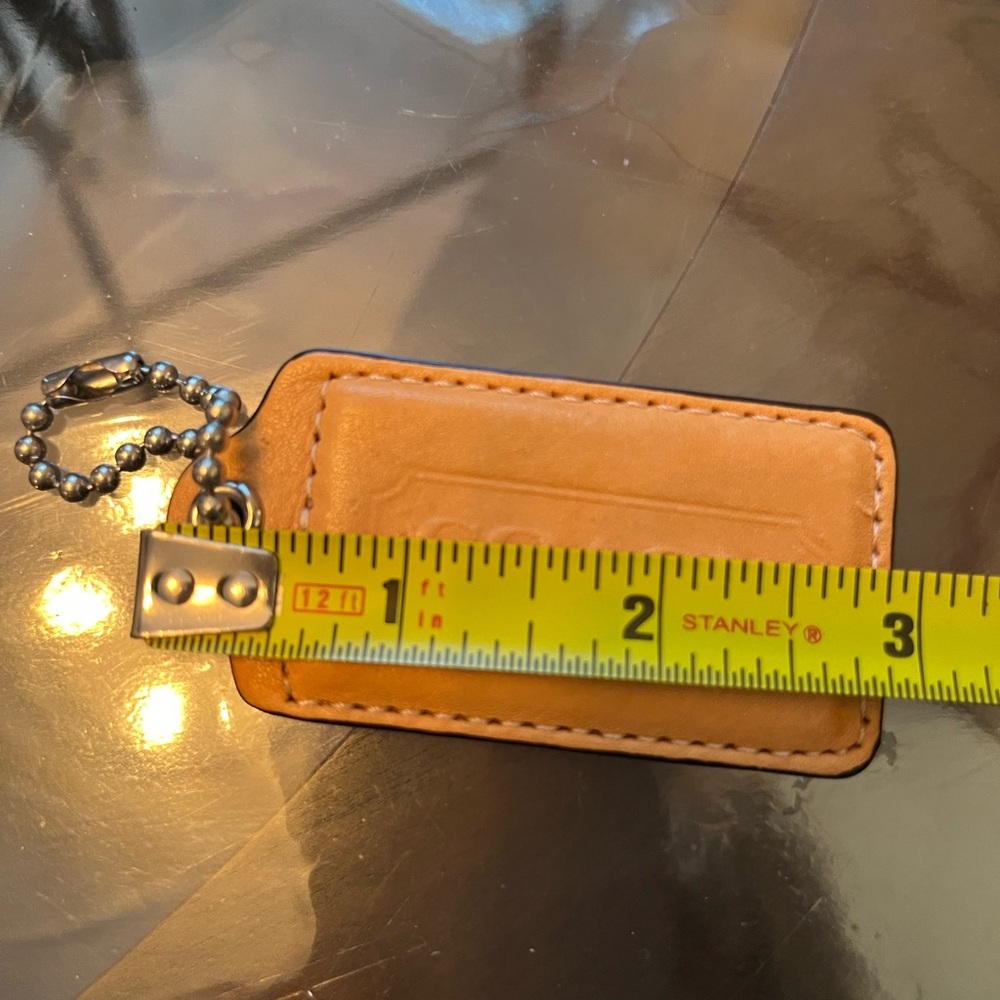 Coach tan leather key chain fob euc